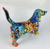 Multicolour Graffiti Basset Hound Ornament - JG045