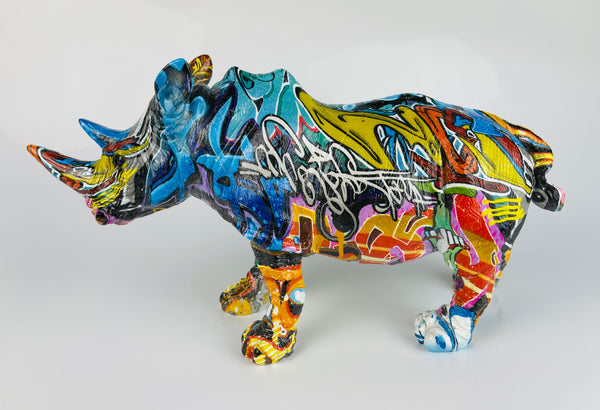 Multicolour Graffiti Rhino Ornament - JG037