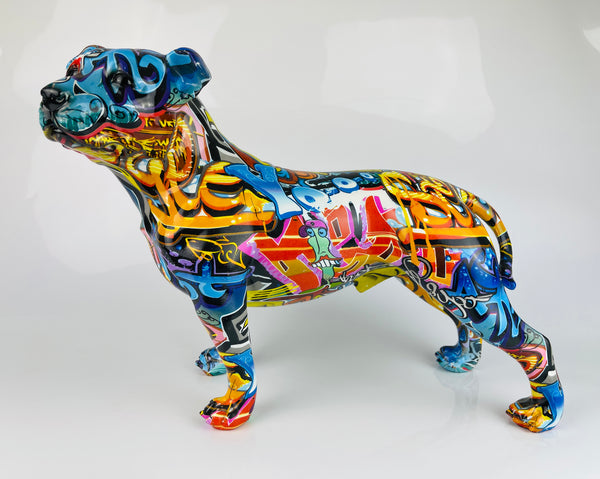 Multicolour Graffiti Small Staffordshire Bull Terrier Ornament - JG049