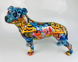 Multicolour Graffiti Small Staffordshire Bull Terrier Ornament - JG049