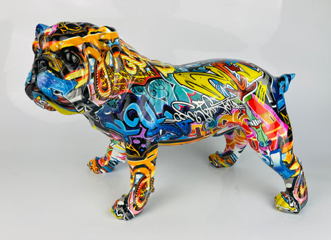 Multicolour Graffiti Large British Bulldog Ornament - JG038