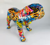 Multicolour Graffiti Large British Bulldog Ornament - JG038