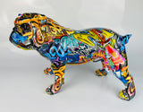 Multicolour Graffiti Large British Bulldog Ornament - JG038