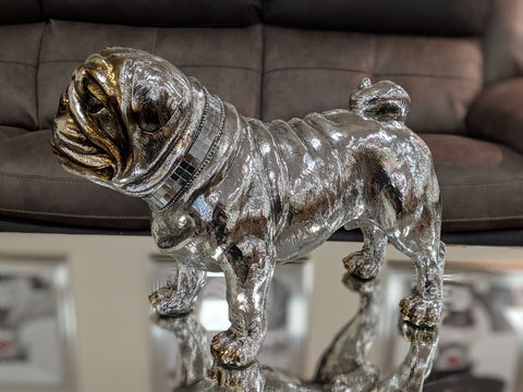 Silver Electroplated Standing Pug Ornament - NY029