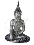 Silver & Black Sitting Buddha Ornament - QS016